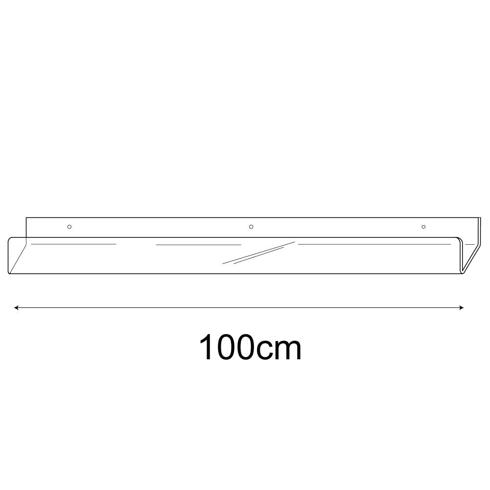 Technical drawing, front view of 100cm standard greeting card rack wall fixing.