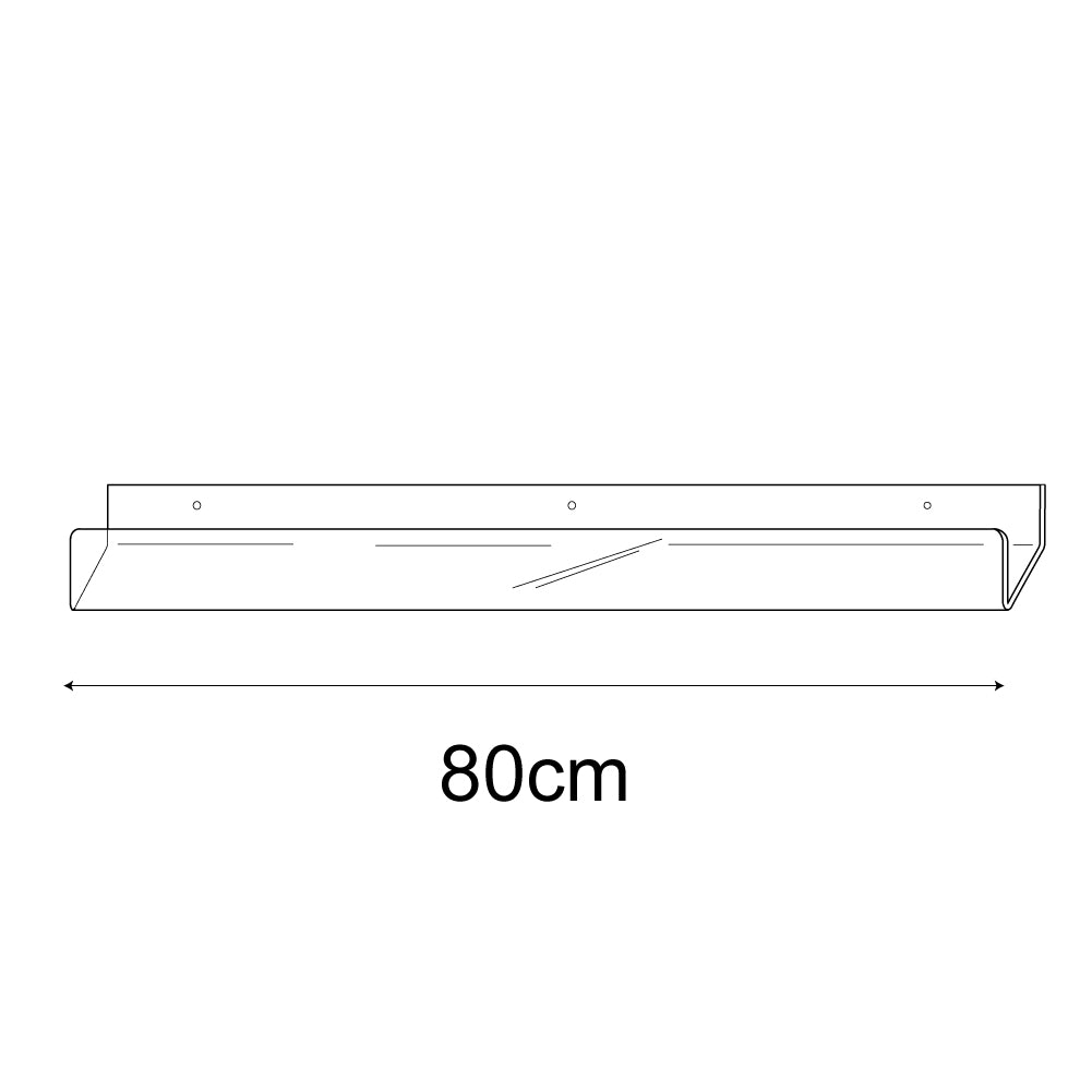 Technical drawing, front view of 80cm standard greeting card rack wall fixing.