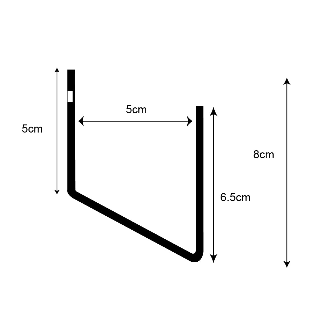 Technical drawing, side view of standard greeting card rack wall fixing.