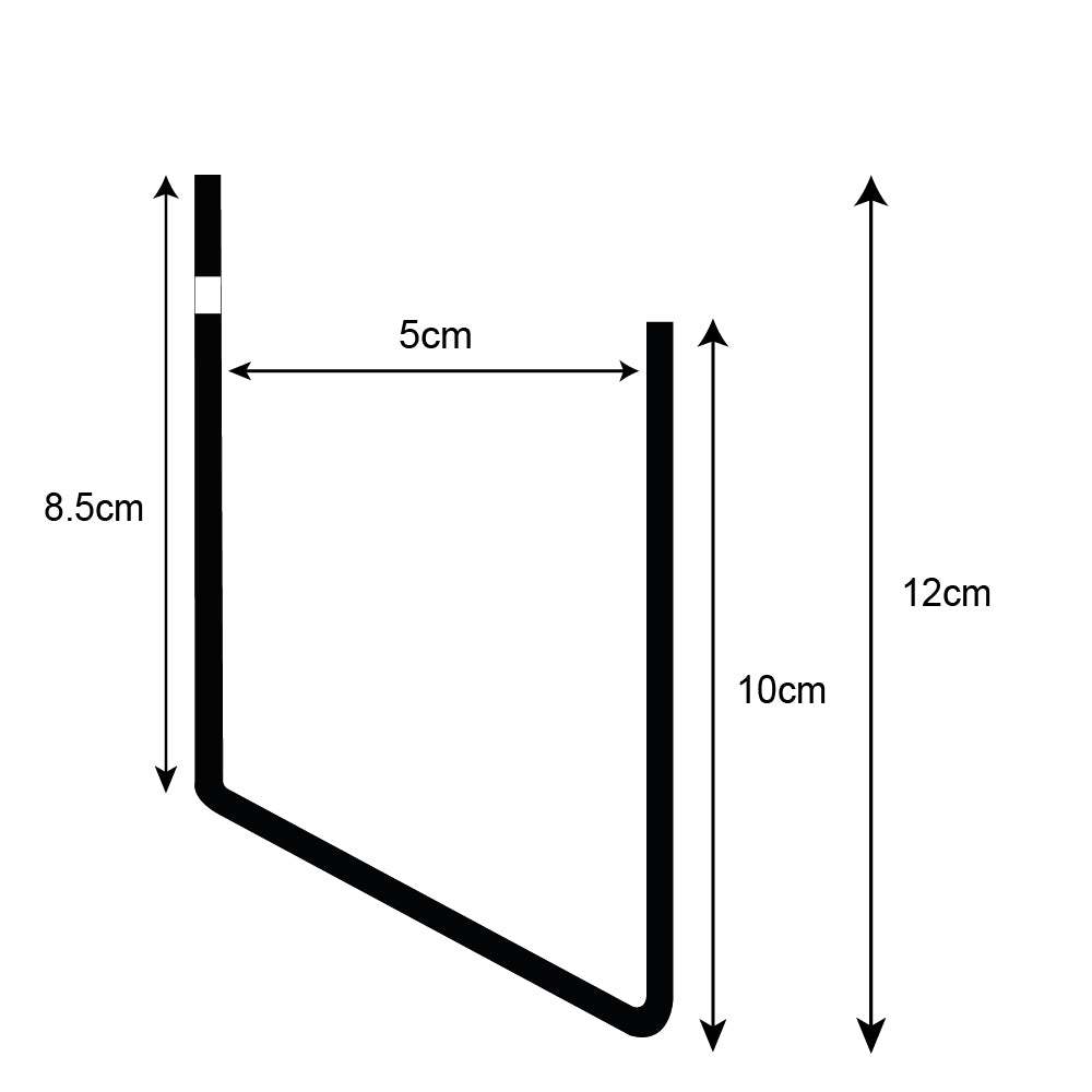 Technical drawing, side view of deep greeting card rack wall fixing.
