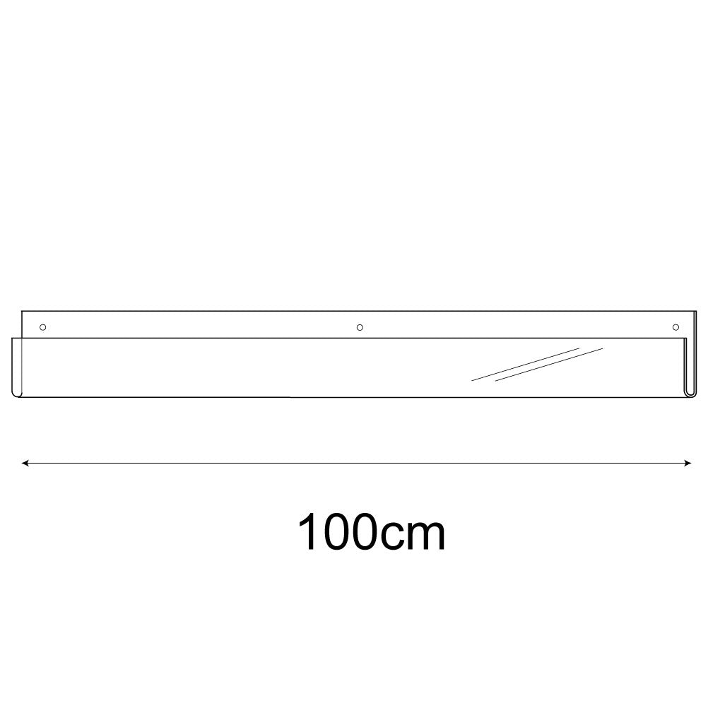 Technical drawing, front view of 100cm single greeting card (0.5cm capacity) rack wall fixing.
