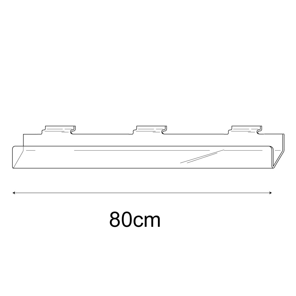 Technical drawing, front view of 80cm standard greeting card rack slatwall.