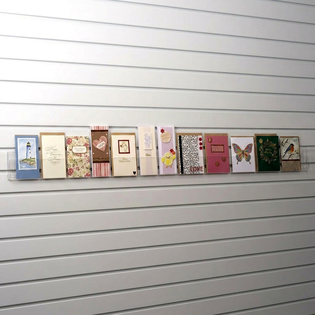 Image displaying 94cm single greeting card (0.5cm capacity) rack slatwall.