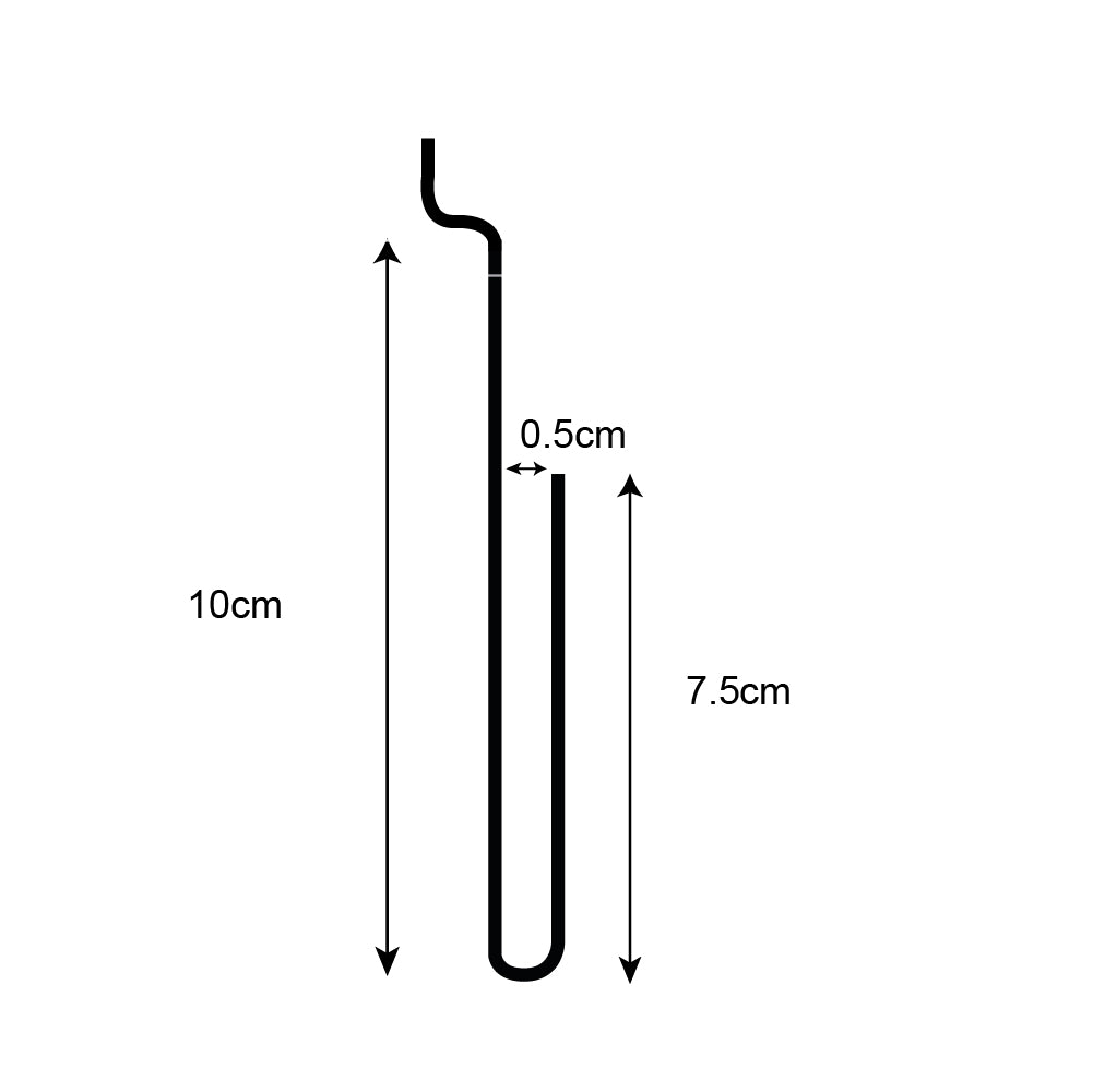 Technical drawing, side view of single greeting card (0.5cm capacity) rack slatwall.