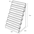 Technical drawing, front view of 7 tier 30cm greeting card rack wall fixing.