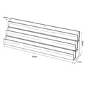 Technical drawing, front view of 3 tier 80cm greeting card rack wall fixing.