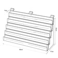 Technical drawing, front view of 5 tier 80cm greeting card rack slatwall.