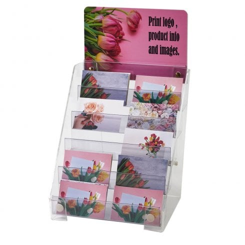 Image displaying 5 tier florist card display with printer header.