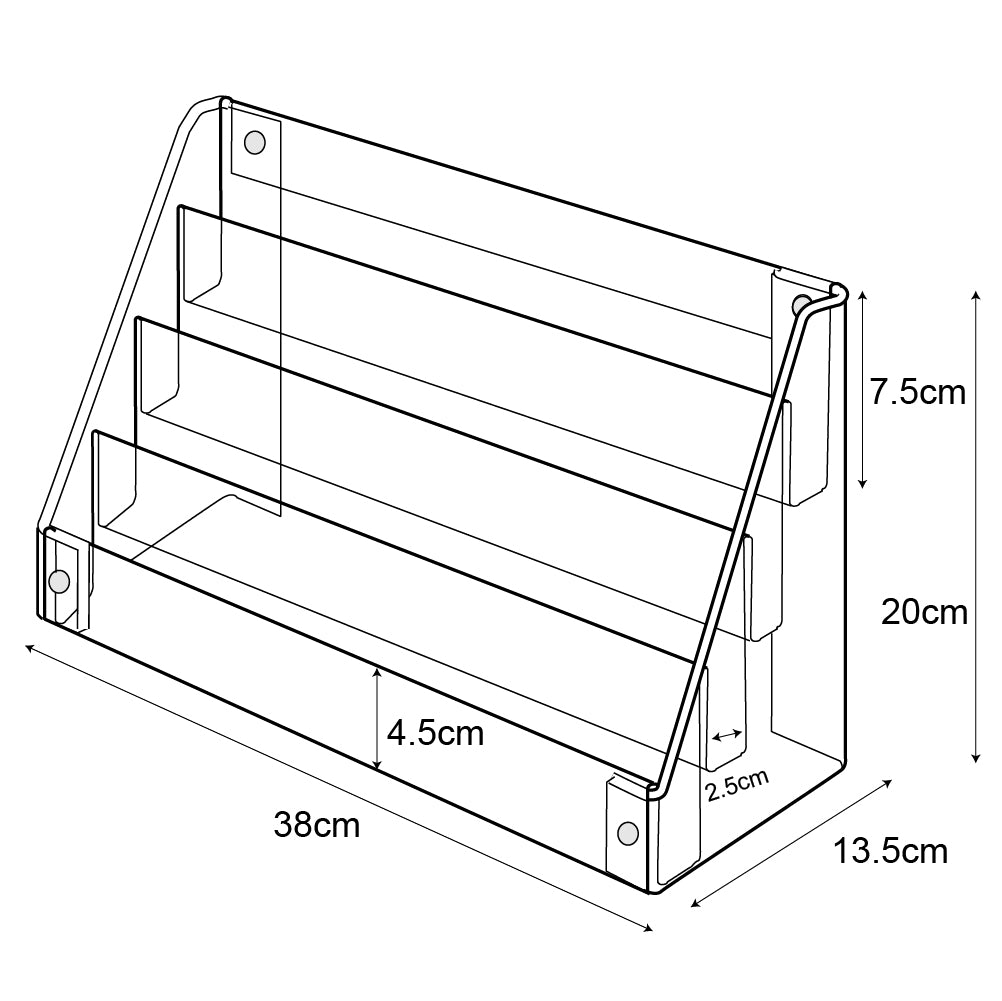 Technical drawing of 4 tier mini greeting card display.