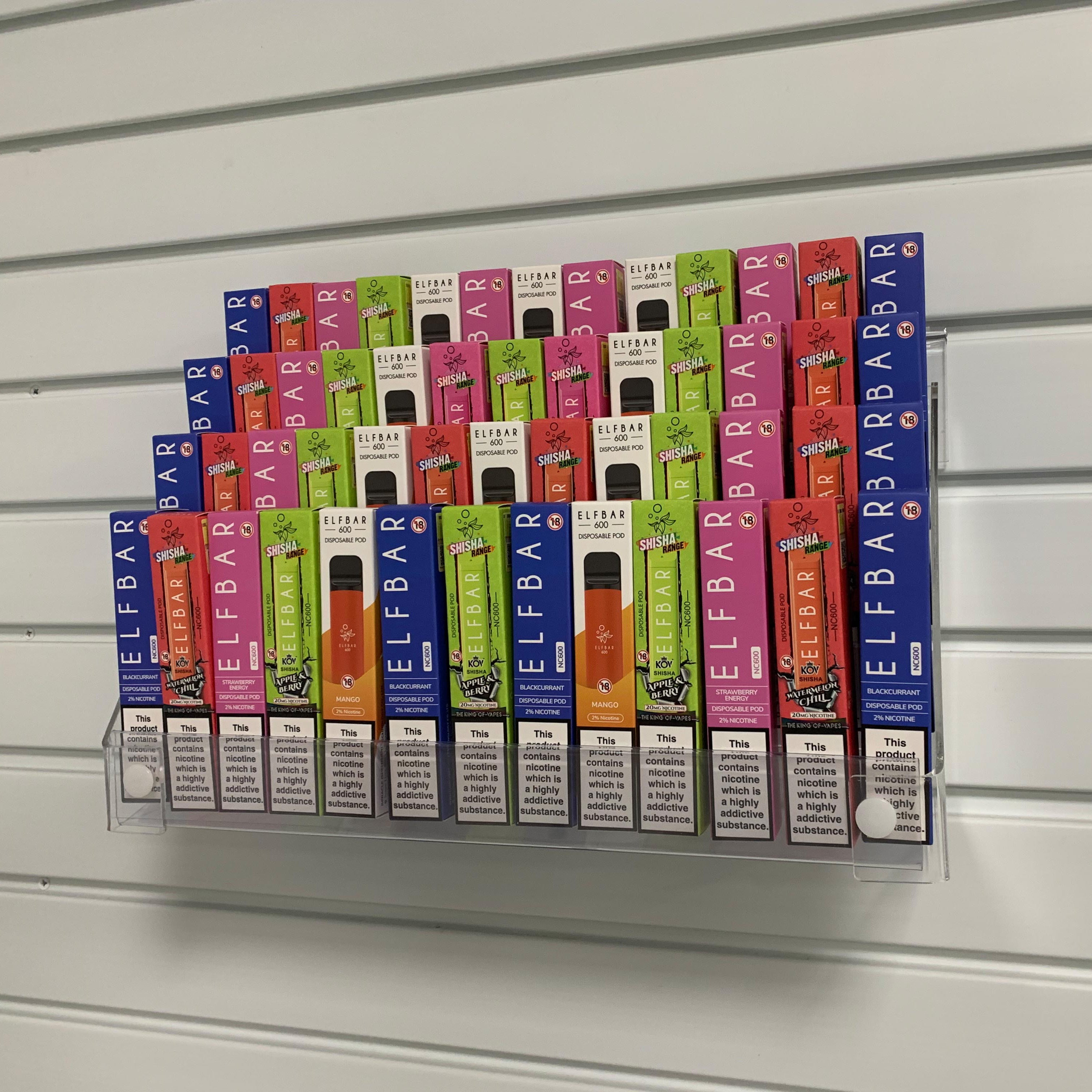 Image displaying 4 tier mini greeting card display with adapted kit on slatwall. 