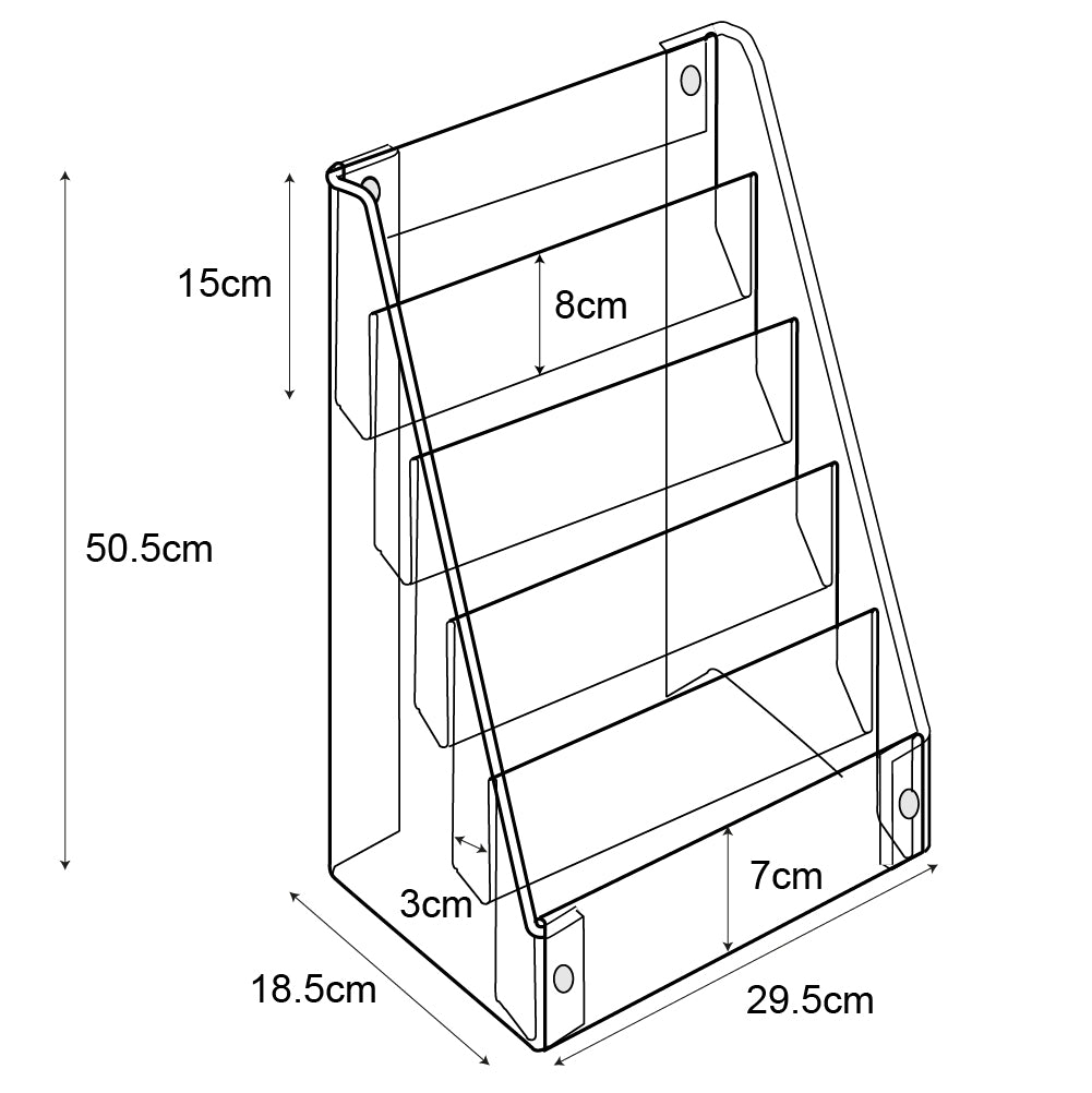 Technical drawing of 5 tier greeting card display.